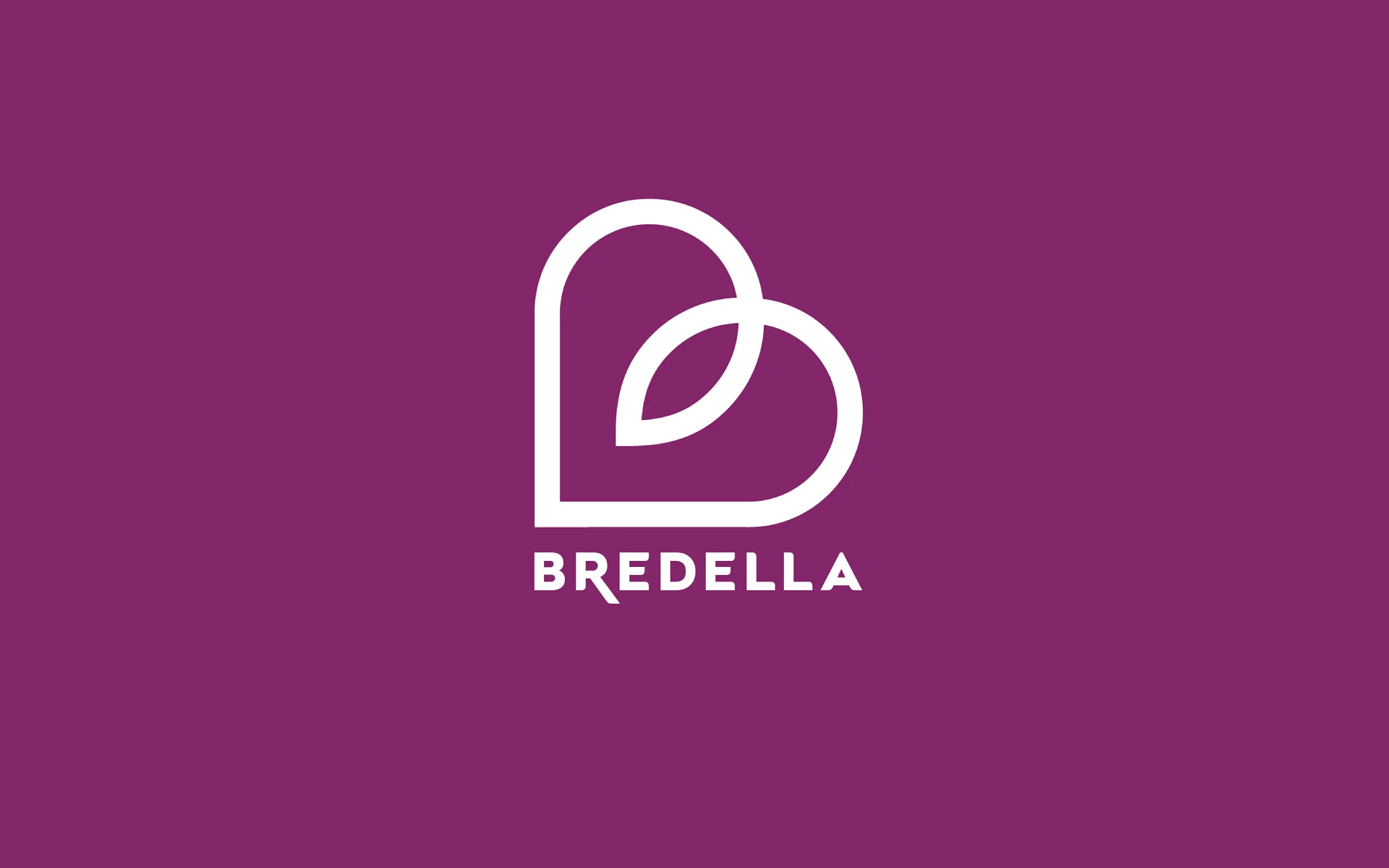Bredella-Signet mit darunterliegendem Schriftzug, weiss auf violetter Fläche